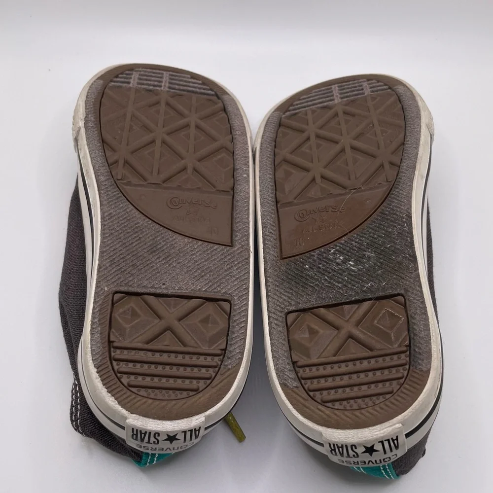 Converse All Star Gray Green Boys/Girls Size 10 Shoes Low Top Chucks EUC